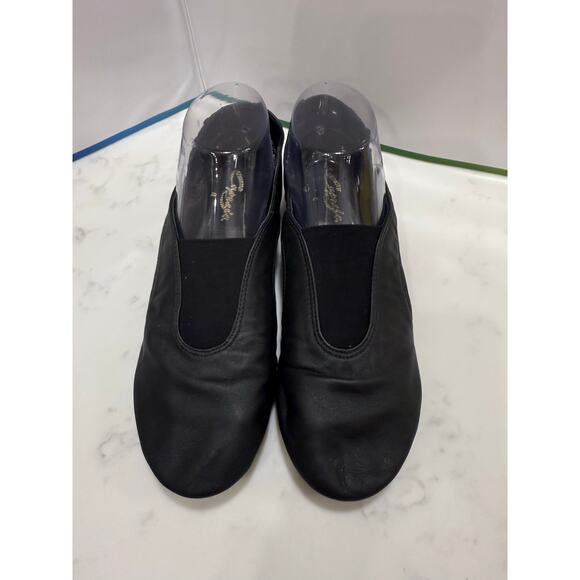 Black Leather Dance Jazz Shoes Size 9.5W - Picture 1 of 10
